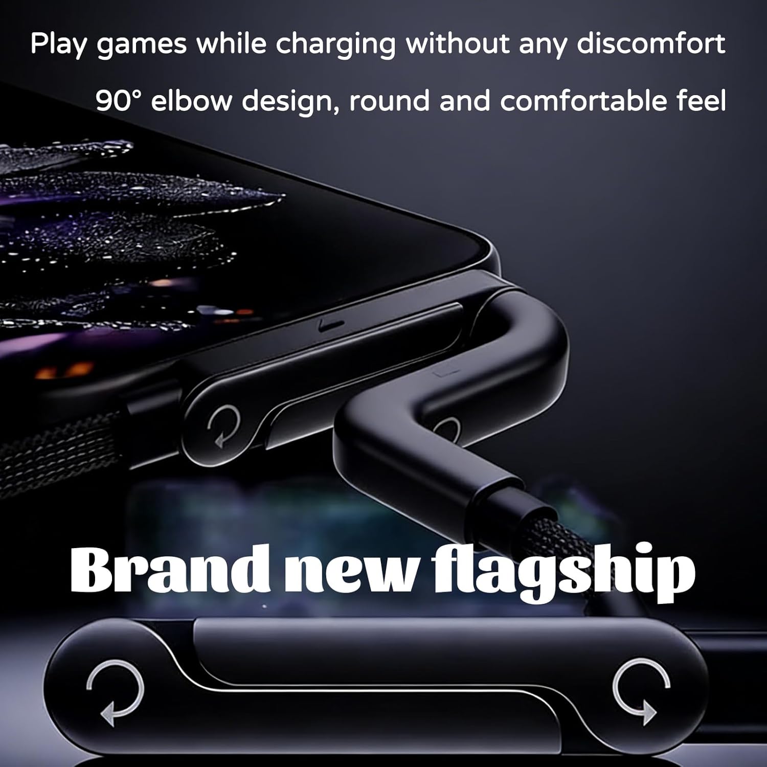 2026 New Sideways Phone Charger, 240w Fast Charging Stand Data Cable with Bendphone Accessories 5 FT with Type C Multi-Angle Adjustable Stand, for Smartphones Tablets Laptops