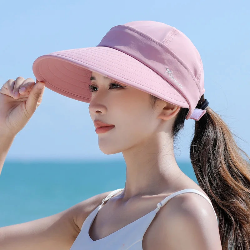 Summer Sunshade UV Protection Sun Hat Womens Ladies Summer Wide Brim Foldable Sun Hat Beach Visor Sporting Baseball Cap Hats