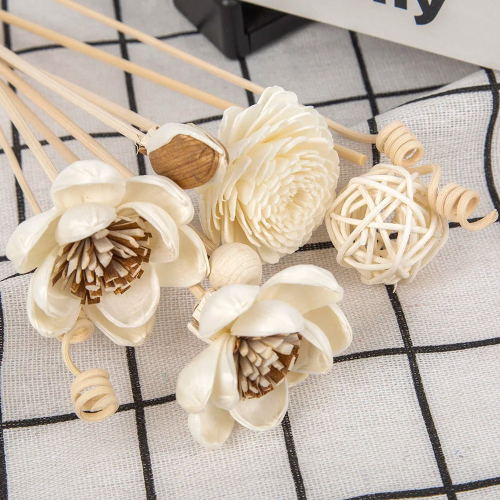 8PCS Artificial Lotus Flower Rattan Reed Fragrance Aroma Diffuser Refill Stick Diy Floral Home Decor Crafts