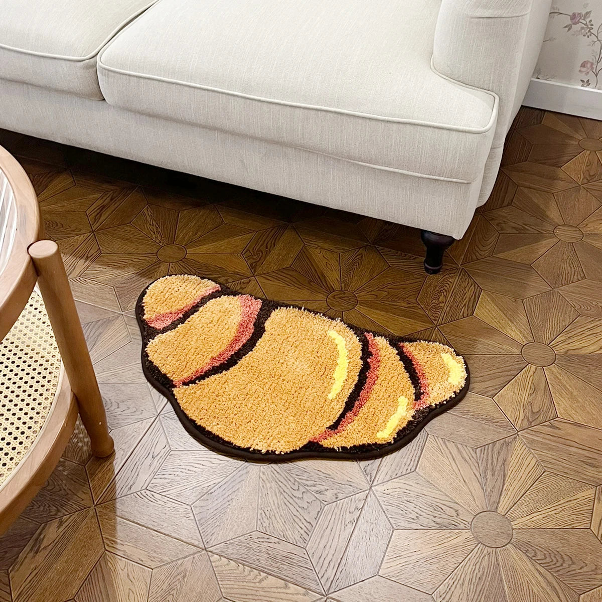 Croissant Shaped Carpets - Cozy Bread Rug for Home Decor, Non-slip Safety Mat for Living and Bathrooms