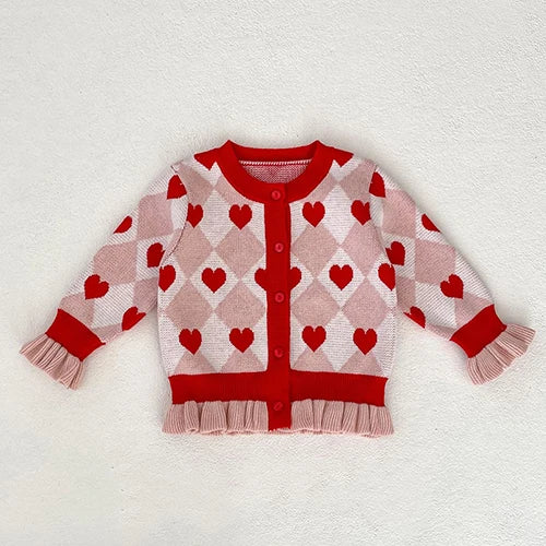 Autumn Spring Newborn Baby Girls Knitting Clothing Set Plaid Long Sleeve  Cardigan Coat+Sleeveless Rompers Children Clothes Suit