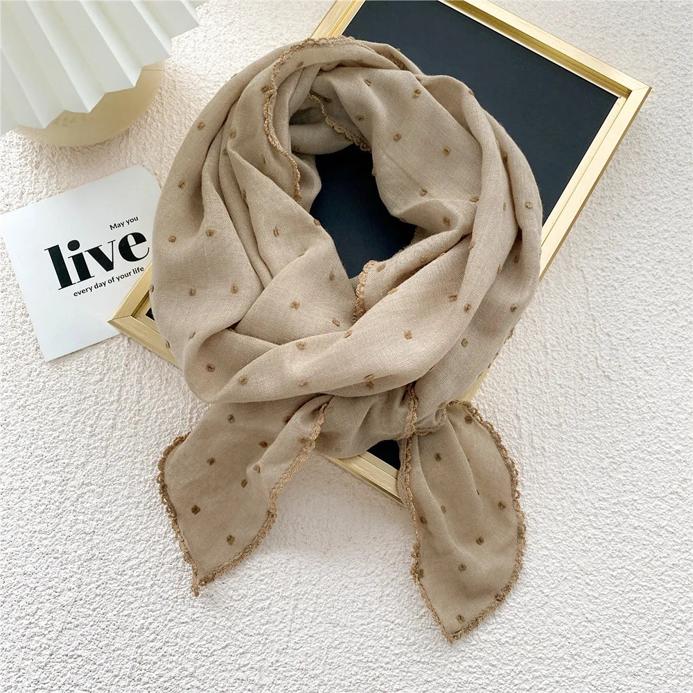 Fashion Women's Headscarf Semicircle Cotton Linen Triangle Scarf Spring Autumn Summer Neckerchief Hijab Shawl Decorative Scarf