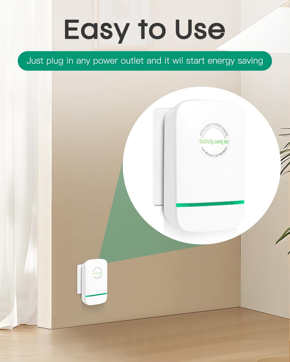 Electricity Saving Box, Smart Plug-in Energy Saver for Home & Office, Reduce Electric Bill, Surge Protector, 90V-250V（1PC）
