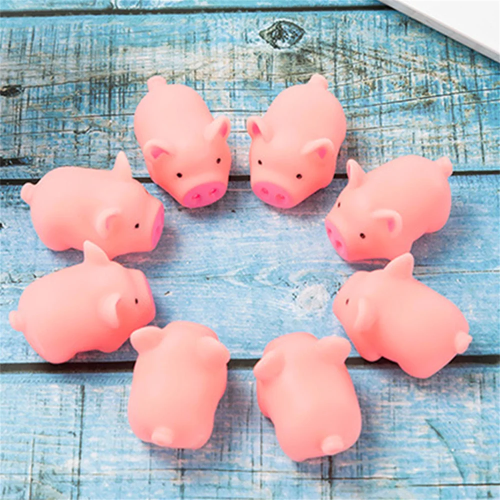 Pet Toy Cute Pink Pig Squeeze Squeaky Sound Soft Rubber Mini Toy Chew Interactive Games Training Funny Toy Pet Supplies 10pcs