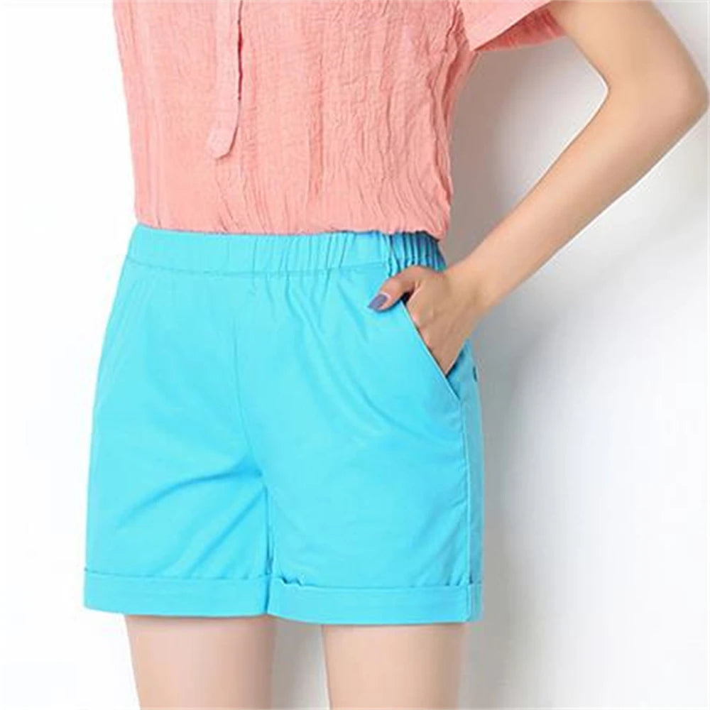 2024 Summer Fashionable Biker Short Candy Color  Beach 100% Cotton Shorts Women Loose Female Short Pants Breechcloth Scanties