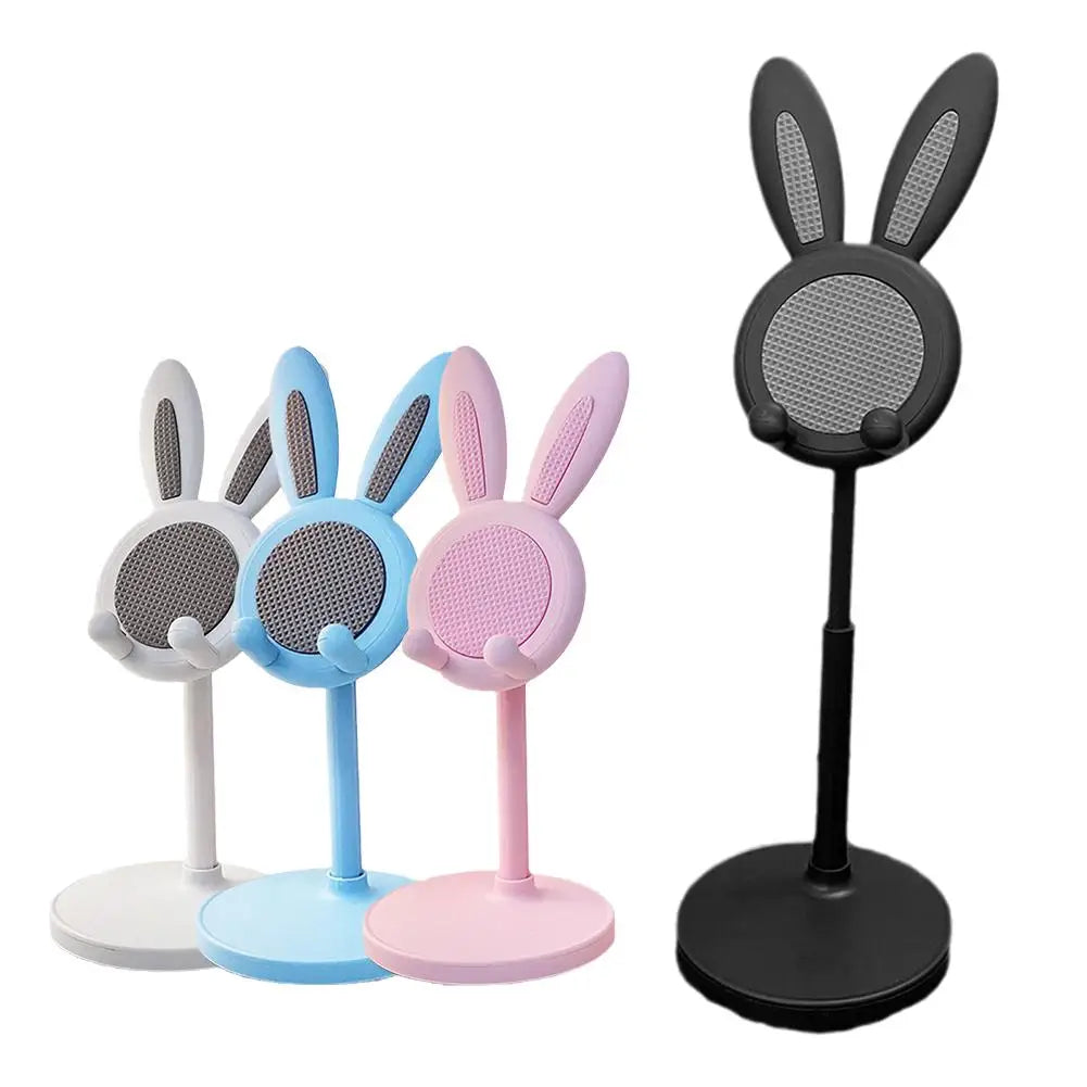 Cute Cartoon Bunny Desktop Mobile Phone Holder Stand Smartphone Tablet Bracket Adjustable Telescopic Lifting Lazy Bracket