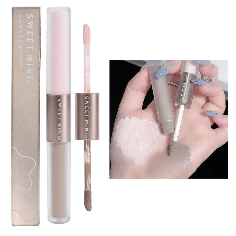 Double Head Face Contouring Stick 2 In 1 High Gloss Grey Brown Matte Nose Shadow Cream Brighten Highlighter Face Bronzer Makeup