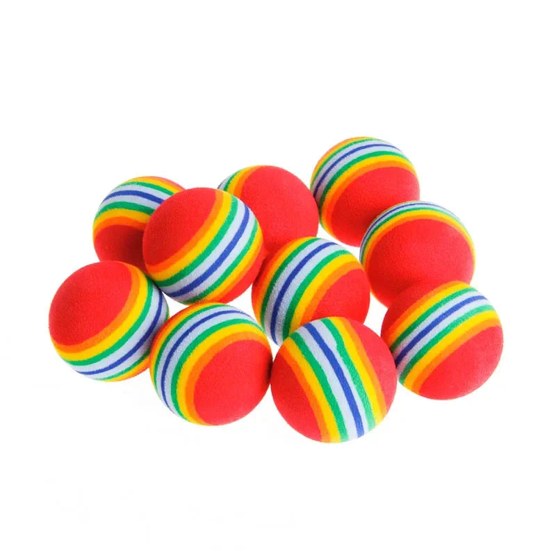 10pcs Rainbow EVA Cat Toys Ball Interactive Cat Dog Play Chewing Rattle Scratch EVA Ball Training Balls Pet Toys Supplies