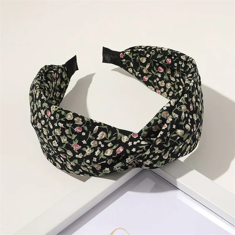 New Headband Cross Broadside Hair Bands for Women Elegant Flower Pattern Hair Hoop Bezel Headbands Hair Bands Hair Accessories