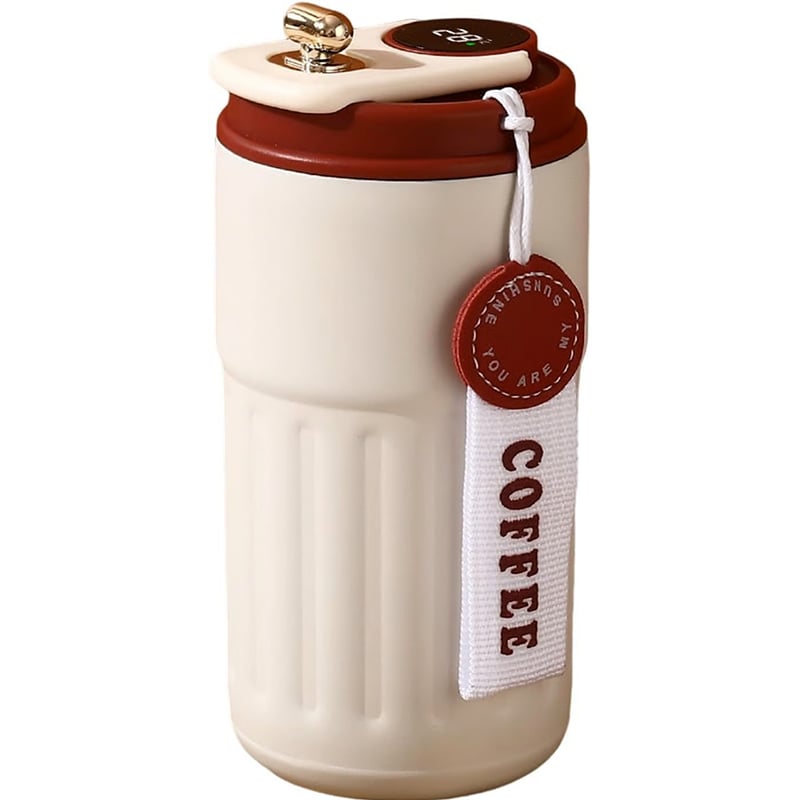 450-ml Stainless Steel Insulated Coffee Mug with Temperature Display Lid