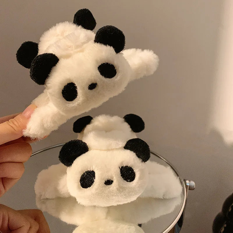 Cute Plush Panda Hair Clip for Women Fashion Cartoon Large Hairgrips Korean Hair Claw Clips Girls Hairpins Hair Accessories