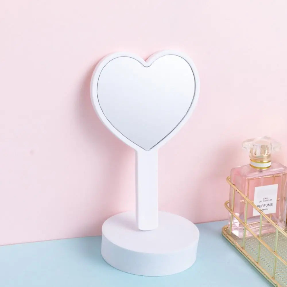 Carry Around Cute Heart Handle Mirror Compact Personalized Love Makeup Mirror Sweet High Definition Vanity Mirror Dressing