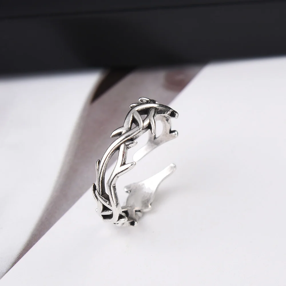 Couple Punk Irregular Thorns Couple Rings Retro Hip-hop Personality Adjustable Finger Ring for Men Women Lovers Jewelry Gifts