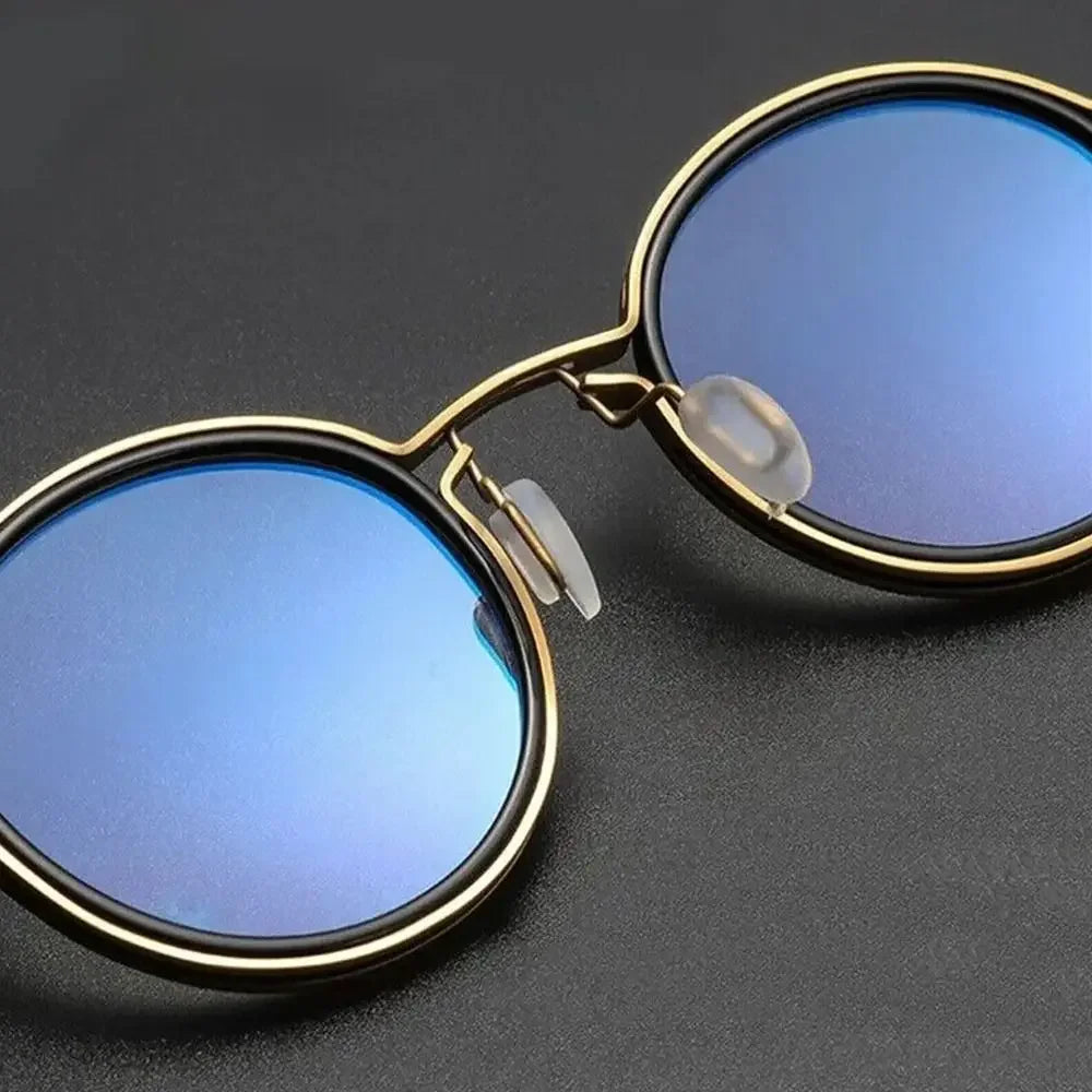 Retro Round Anti Blue Light Glasses Men Women Office Computer Goggles Metal Frame Fashion Optical Myopia Eyewear Read Eyeglasses