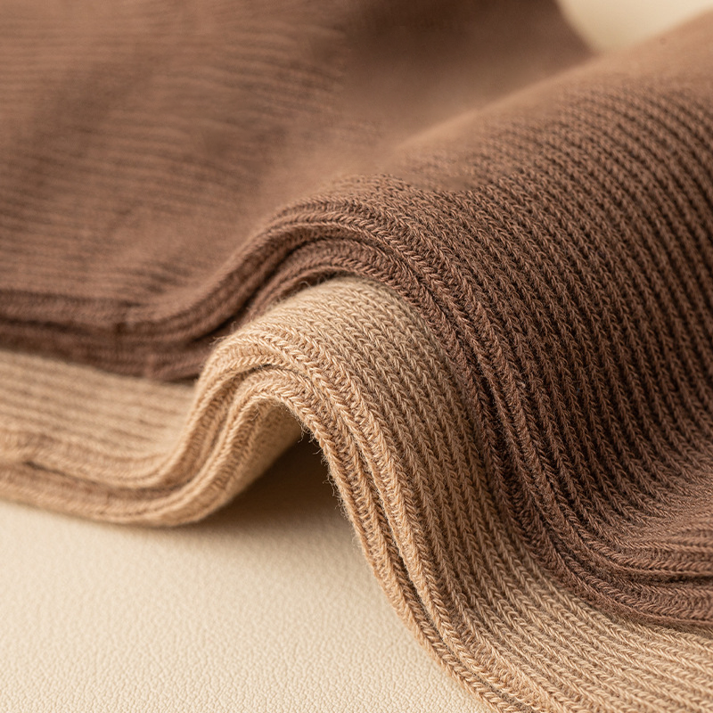 Socks female mid-thigh socks summer thin section solid color double needle simple summer cotton