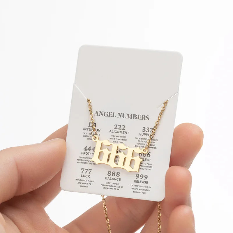 Stainless Steel Angel Number Lucky Numbers Necklaces 111 222 333 444 555 777 888 999 666 000 Pendant Necklace Charms Jewelry