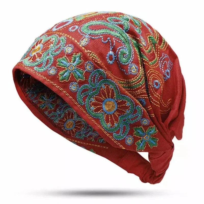 3 Color Vintage Embroidered Floral Hollow Out Hat Vintage Embroidery Flowers Travel Bandanas Print Hat