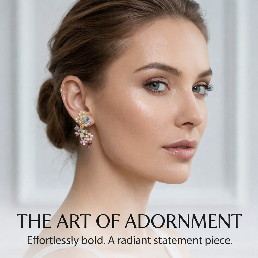 Colorful Floral Crystal Statement Earrings