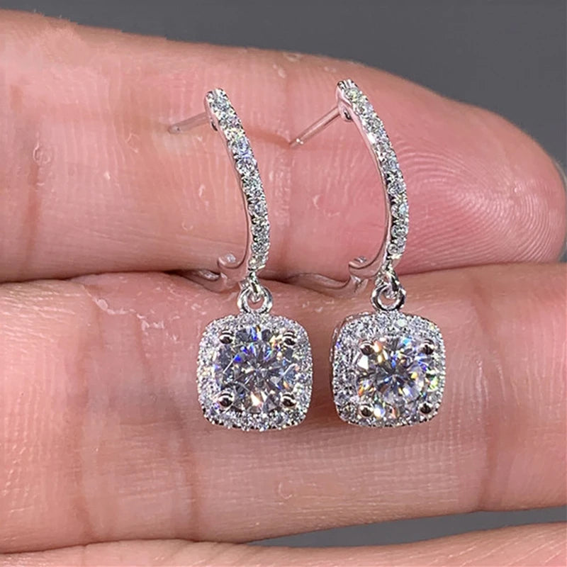 D Moissanite 3ct Earrings 925 Sterling Silver Original?Certified?Moissanite 1ct Hoop Drop?Dangle Earrings 2ct Huggie for Women