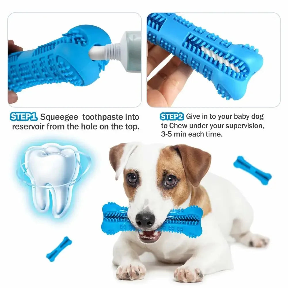 Dog Puppy Toothbrush Rubber Dog Toy Molar Tooth Stick Chew Pet Toys Teeth Cleaning Nontoxic Natural Dental Care for S/M Size Dog