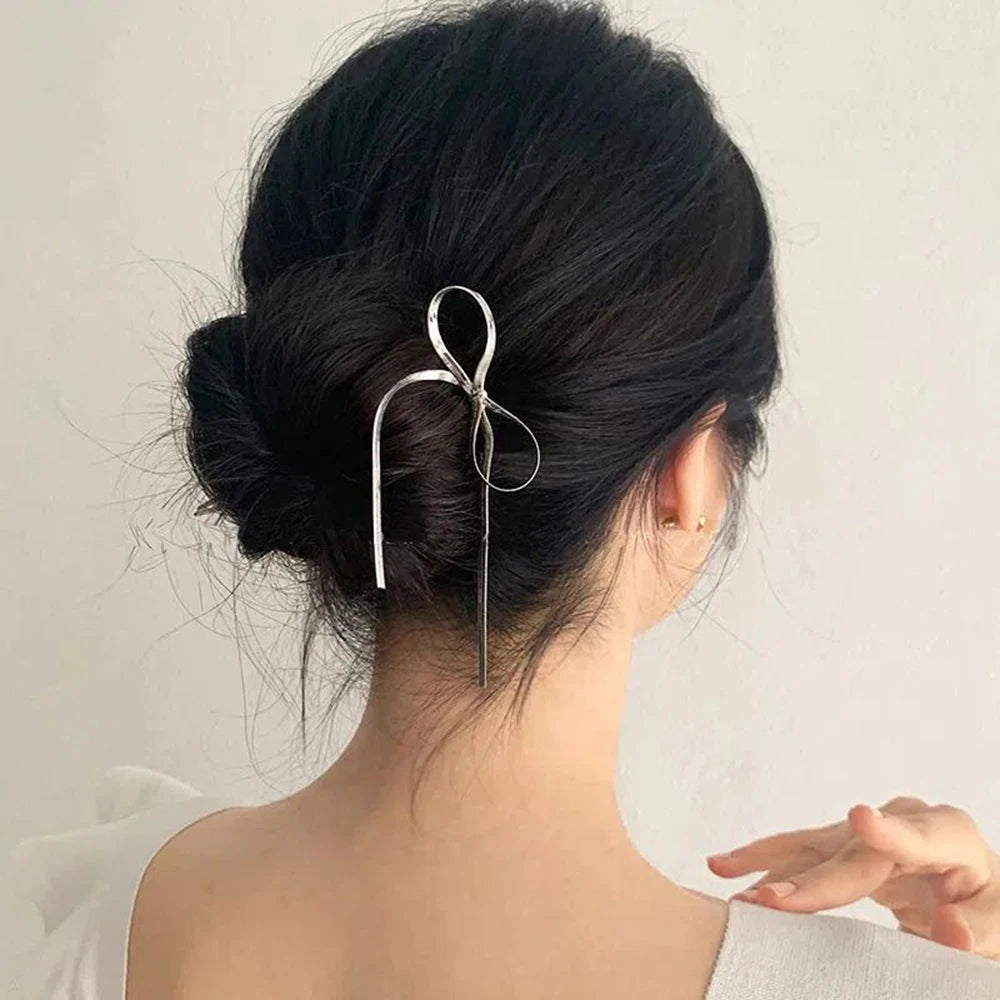 Fashion Metal Hair Sticks Fork Hairpin Elegant Women Hair Clip Pins U Shape Girls Hairpins Hair Bun Maker Headwear Accessories