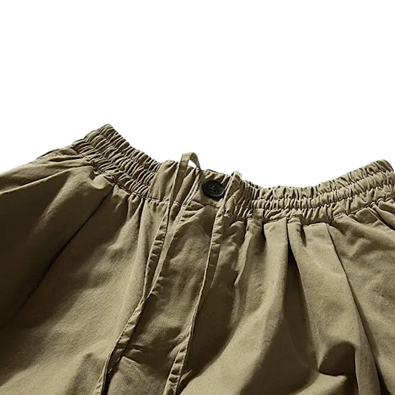 Barrel pleated pants with elastic waist