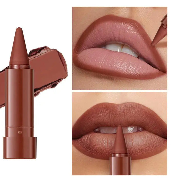 Twist Up Lip Liner Lipstick Pen Multipurpose Powder Blusher Velvet Matte Waterproof Lip Contour Non Stick Cup Lip Rouge Makeup