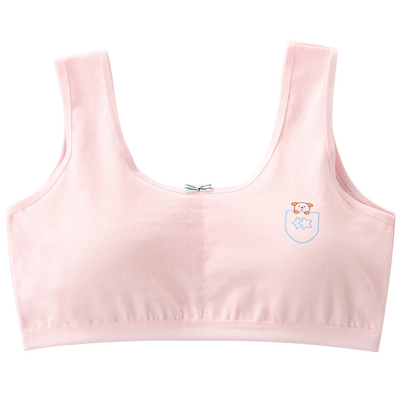 Underwear female primary school students growth period small vest pure cotton girls junior high school anti-bulge bra