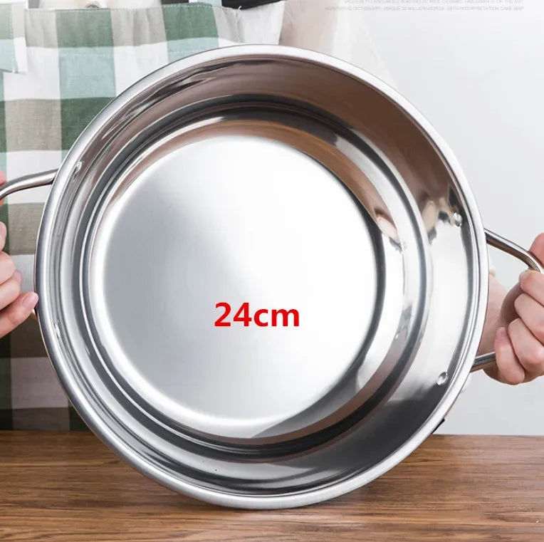 &24-40cm Stainless Steel 1.5mm Thick Double Ear Soup Cooker Hot Pot Twin Divided Cookware home Kitchen round induction cooker