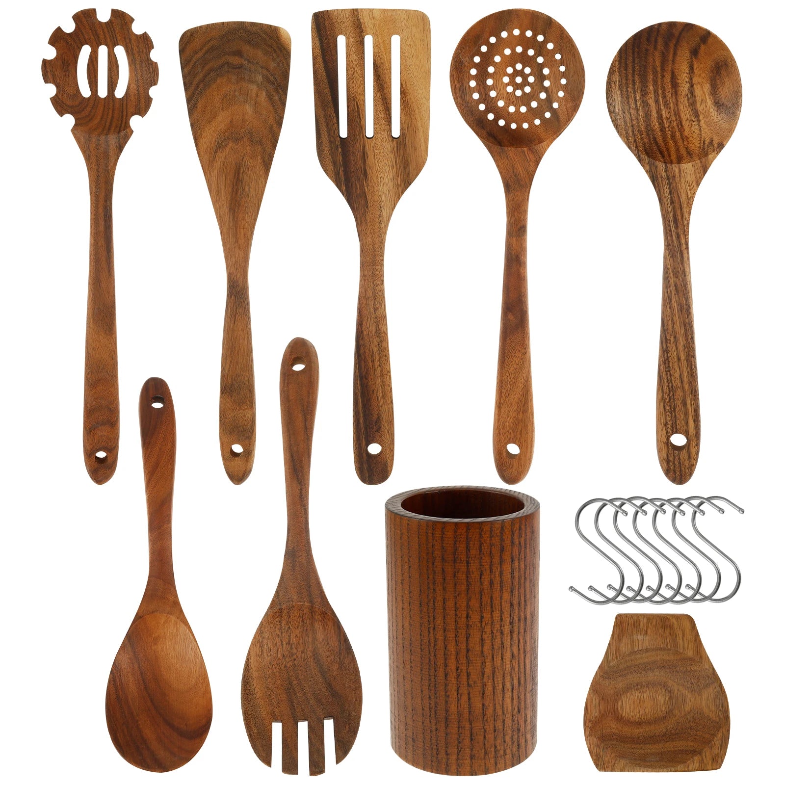Wood Utensil Set Teak Wood Kitchen Cooking Utensil Set Kitchen Kit Practical Cookware Kit for Home Everyday Use