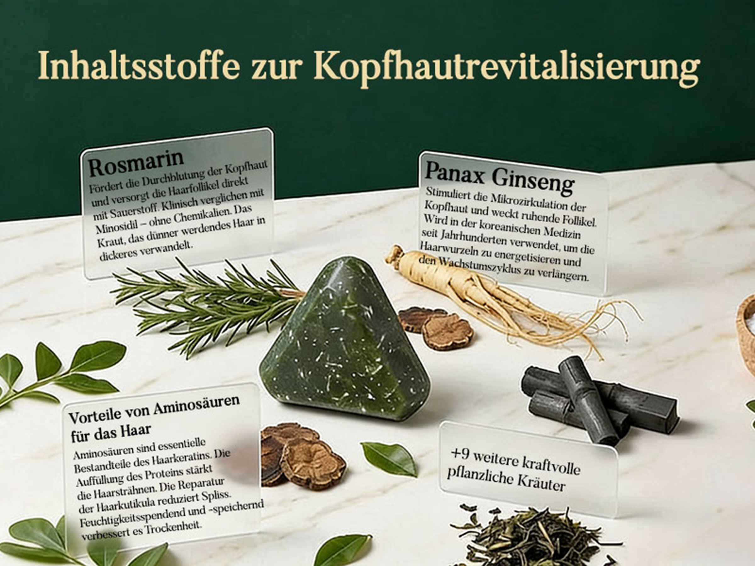 Yoracare Korean Scalp Revival Bar, 2026 Yoracare Rosmarin & Aminosäuren stärkender Anti-Verdünnungs-Shampoo-Riegel, feuchtigkeitsspendende und kopfhautfreundliche Kräuterpflege 80g