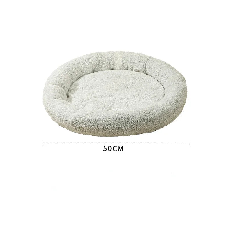 50cm Round Pet Beds Nests for Kitten Puppy Winter Warm Fleece Small Dog Kennel Soft Wear Resistant Mats Cushions Pet Supplies