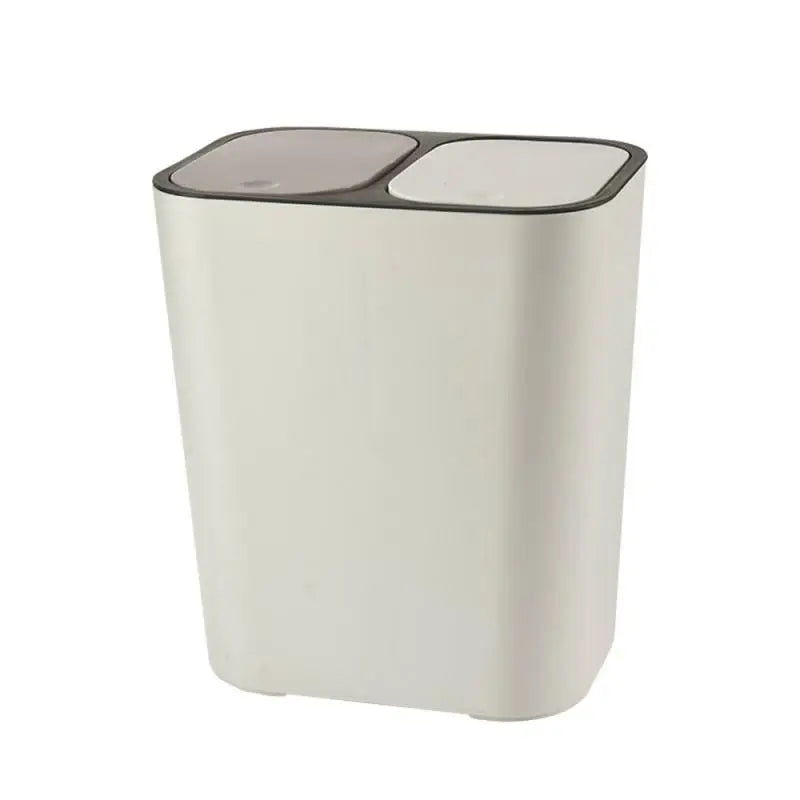 Trash Can Dual Compartment Sorting Trash Bin Rectangle Plastic Push-button 12liter Waste Bins Household Recycling Garbage Can