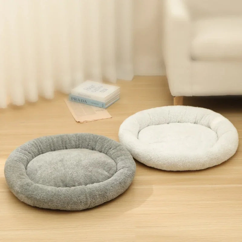 50cm Round Pet Beds Nests for Kitten Puppy Winter Warm Fleece Small Dog Kennel Soft Wear Resistant Mats Cushions Pet Supplies