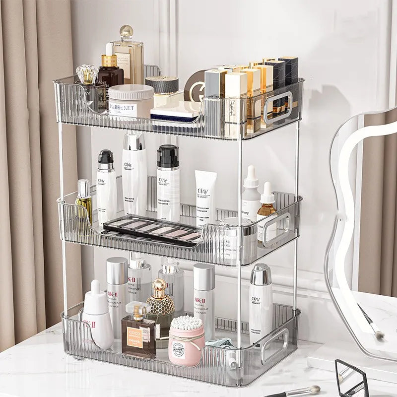 &Bathroom Organizer Shelf Acrylic Makeup Storage Rack Large Capacity Skincare Cosmetic Liptick Home Kitchen Desktop Holder