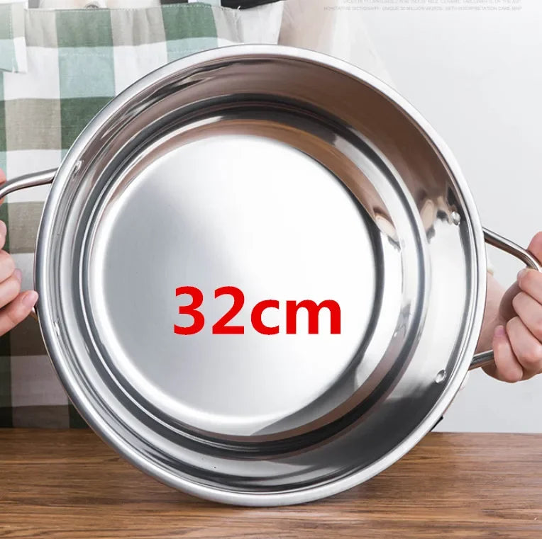 &24-40cm Stainless Steel 1.5mm Thick Double Ear Soup Cooker Hot Pot Twin Divided Cookware home Kitchen round induction cooker