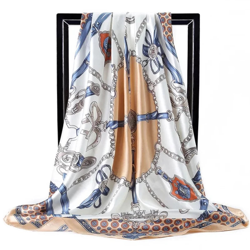 Print Headcloth Fashion Flower Square Shawls Popular 90X90CM Bandannas Four Seasons Kerchief Luxury Sunscreen Silk Scarves