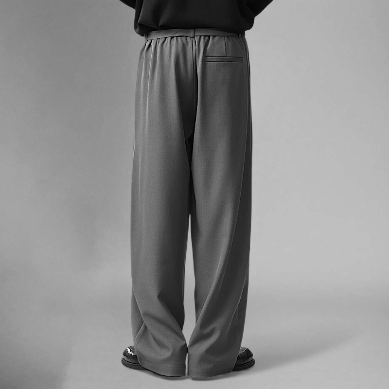 Belted wide leg trouser with elastic back