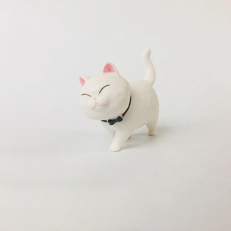 1Pcs Cute Mini PVC Animal Miniatures Japanese Bell Cat Doll Figures Toy Creative Handicraft Ornaments Home Decoration Crafts