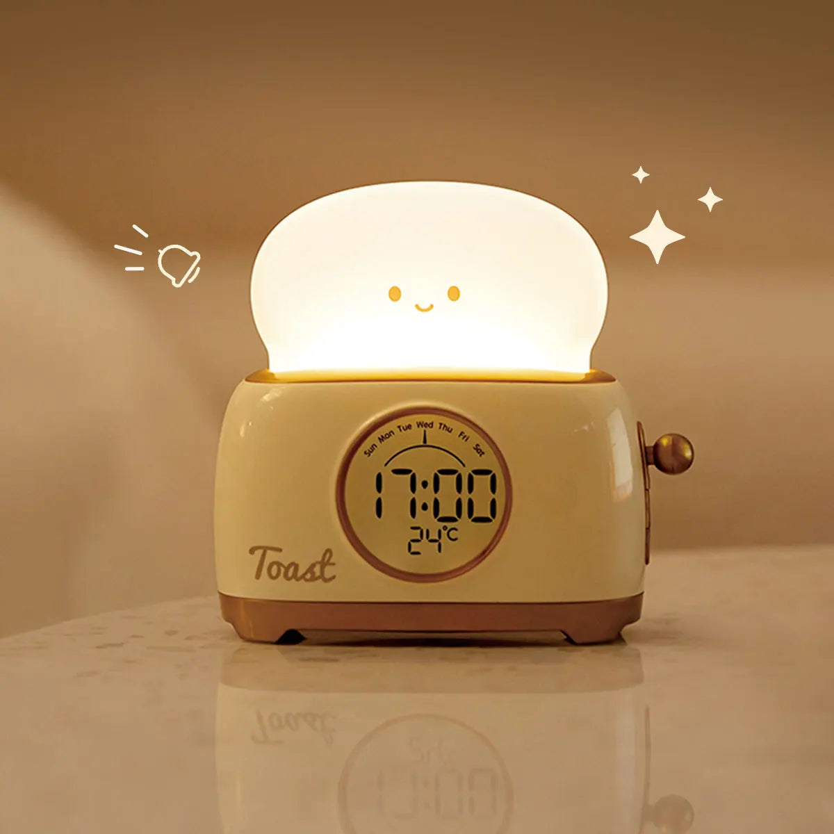 Night Lights Alarm Clock Wake Up LED Nightlight Creative Bedsides Desk Lamp Indoor Lighting Timing USB Dimmable Light Kids Gifts