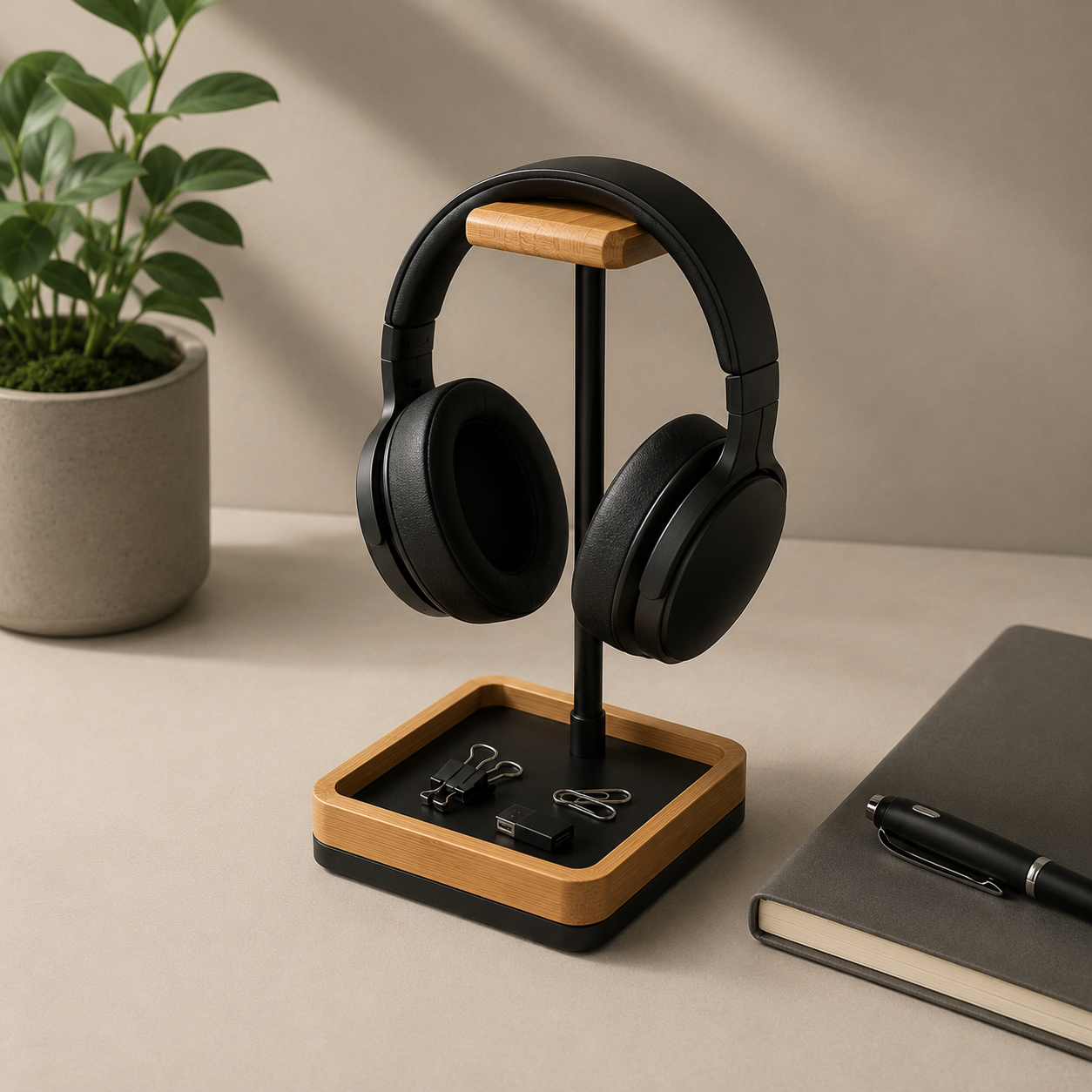 Headphone Stand with Desk Tray