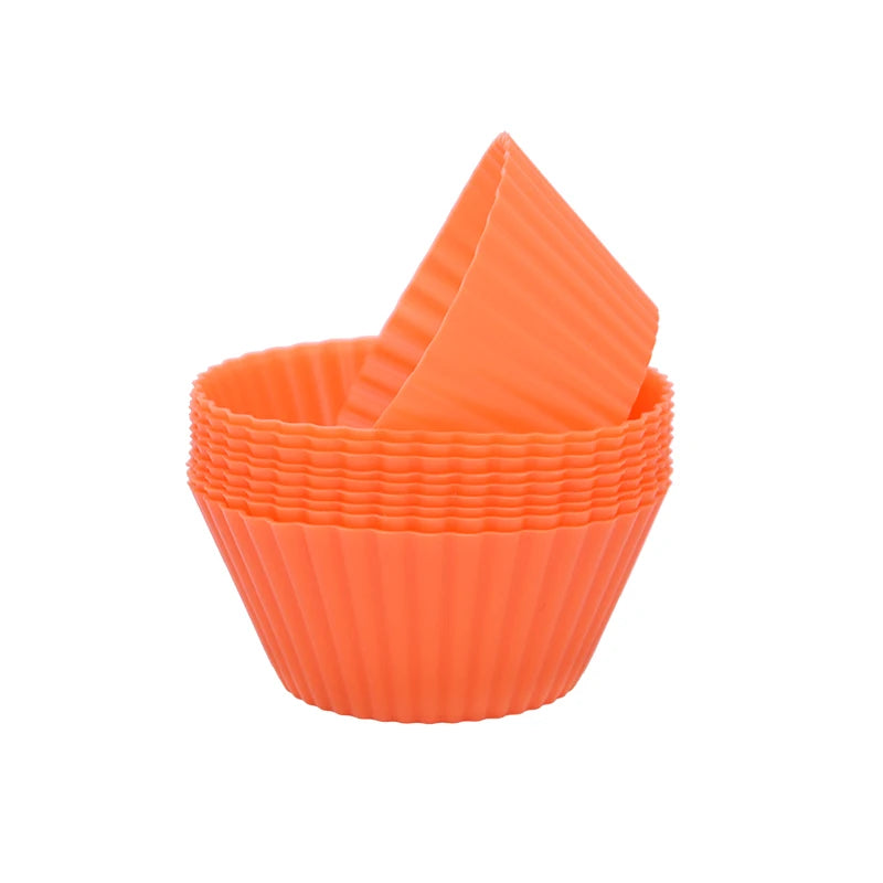 &12pcs/lot Silicone Cake Cup Round Shaped Muffin Cupcake Baking Molds Home Kitchen Cooking Supplies Cake Decorating Tools