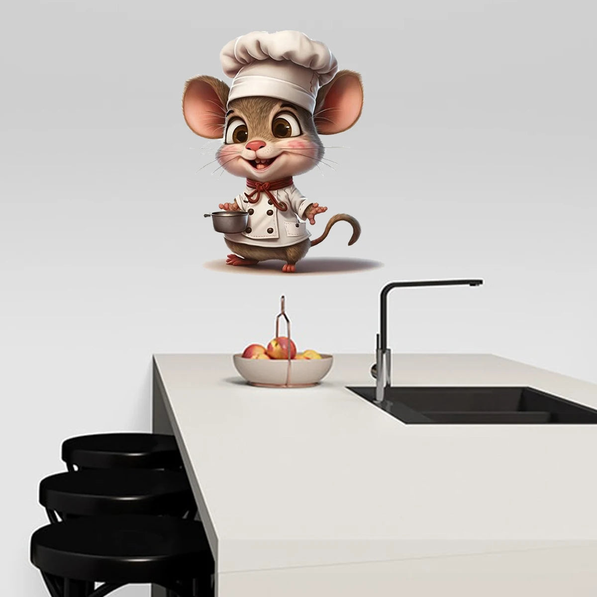 Cartoon Cute Little Mouse Chef Series Wall Stickers, Home Furnishings, Restaurant Decorations, Self Adhesive Paintings