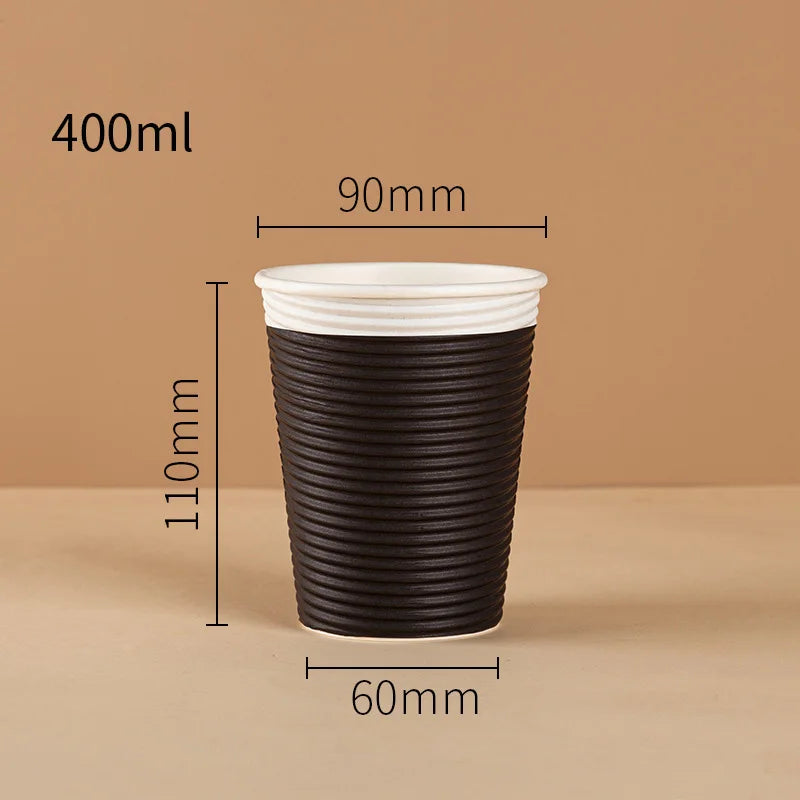 12/16 oz Kraft Paper Disposable Hot Coffee Cup Milk Cup Coke Cup Suitable for Hot/Cold Beverage Party Home Office Paper Cup