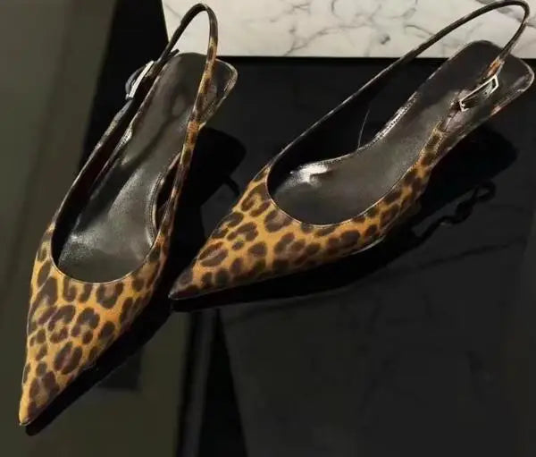 Pointed Toe Leopard Printed High Heel Shoes Sexy Slingback Thin Heels Pump Women Fashion Dress Shoes