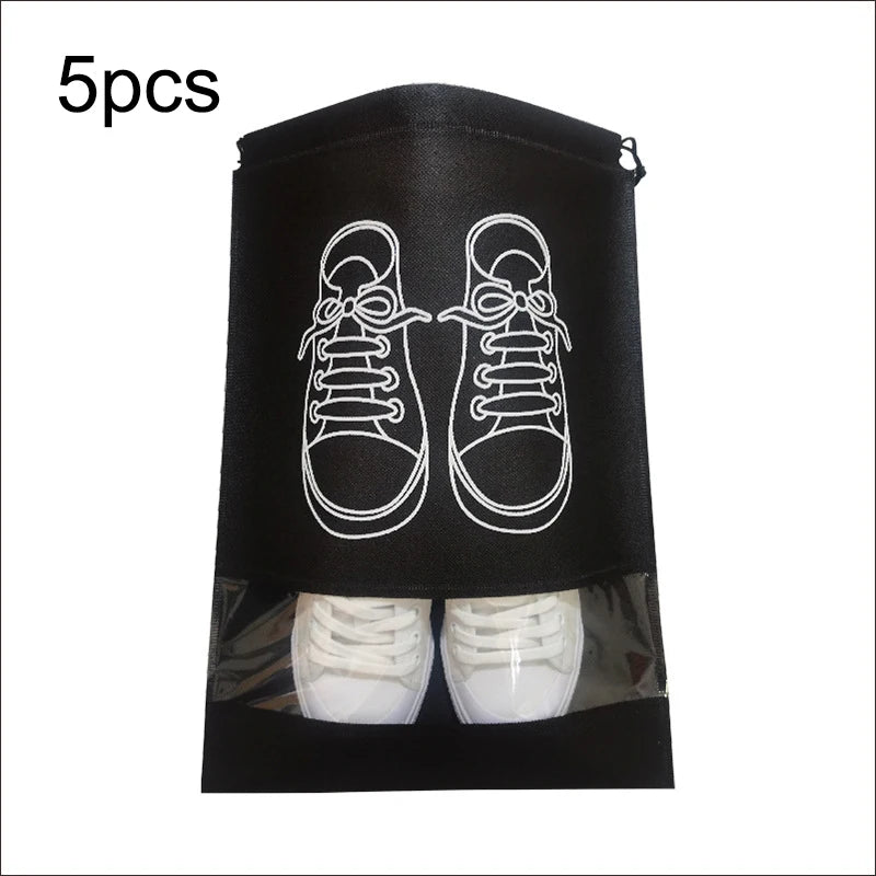 5pcs Shoes Storage Bag Closet Organizer Non-woven Travel Portable Bag Waterproof Pocket Clothing Classified Hanging Bag