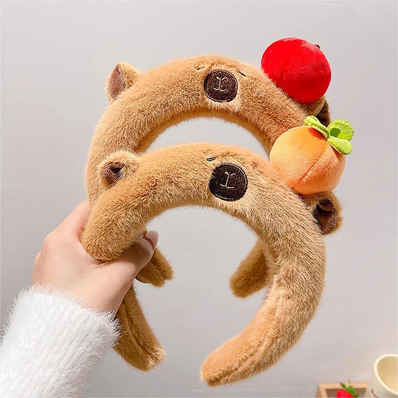 Capybara Kids Plush Headband Cartoon Anime Doll Hair Band Wash Face Bundle Hair Band Autumn/winter Headwear Girl Gift