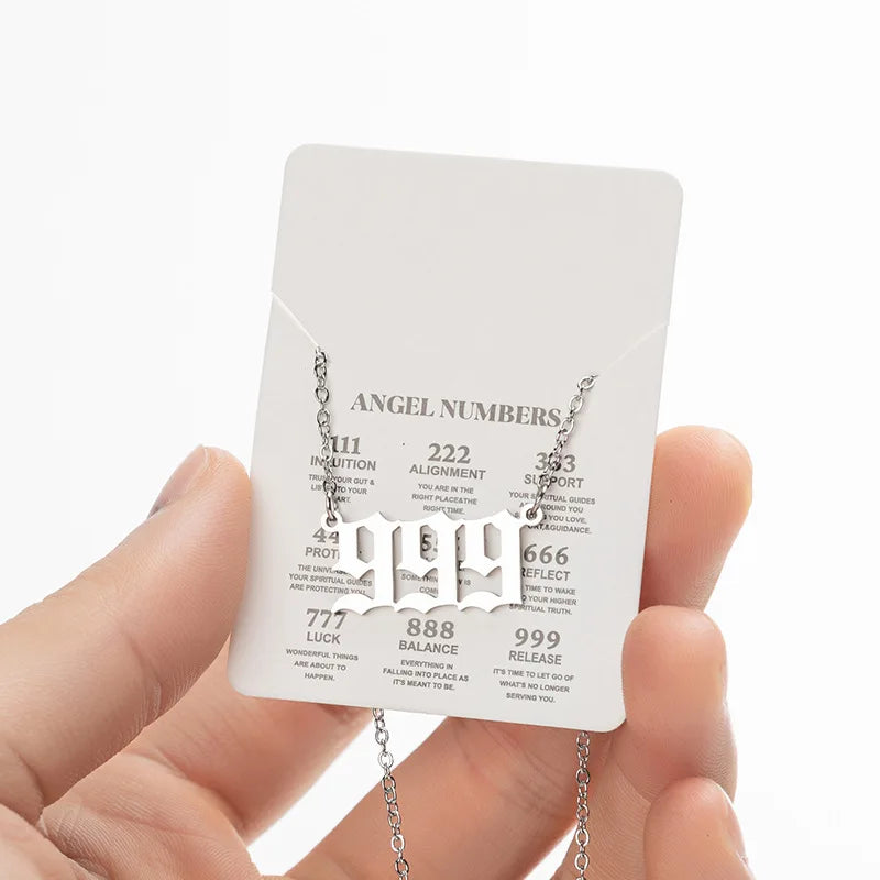 Stainless Steel Angel Number Lucky Numbers Necklaces 111 222 333 444 555 777 888 999 666 000 Pendant Necklace Charms Jewelry