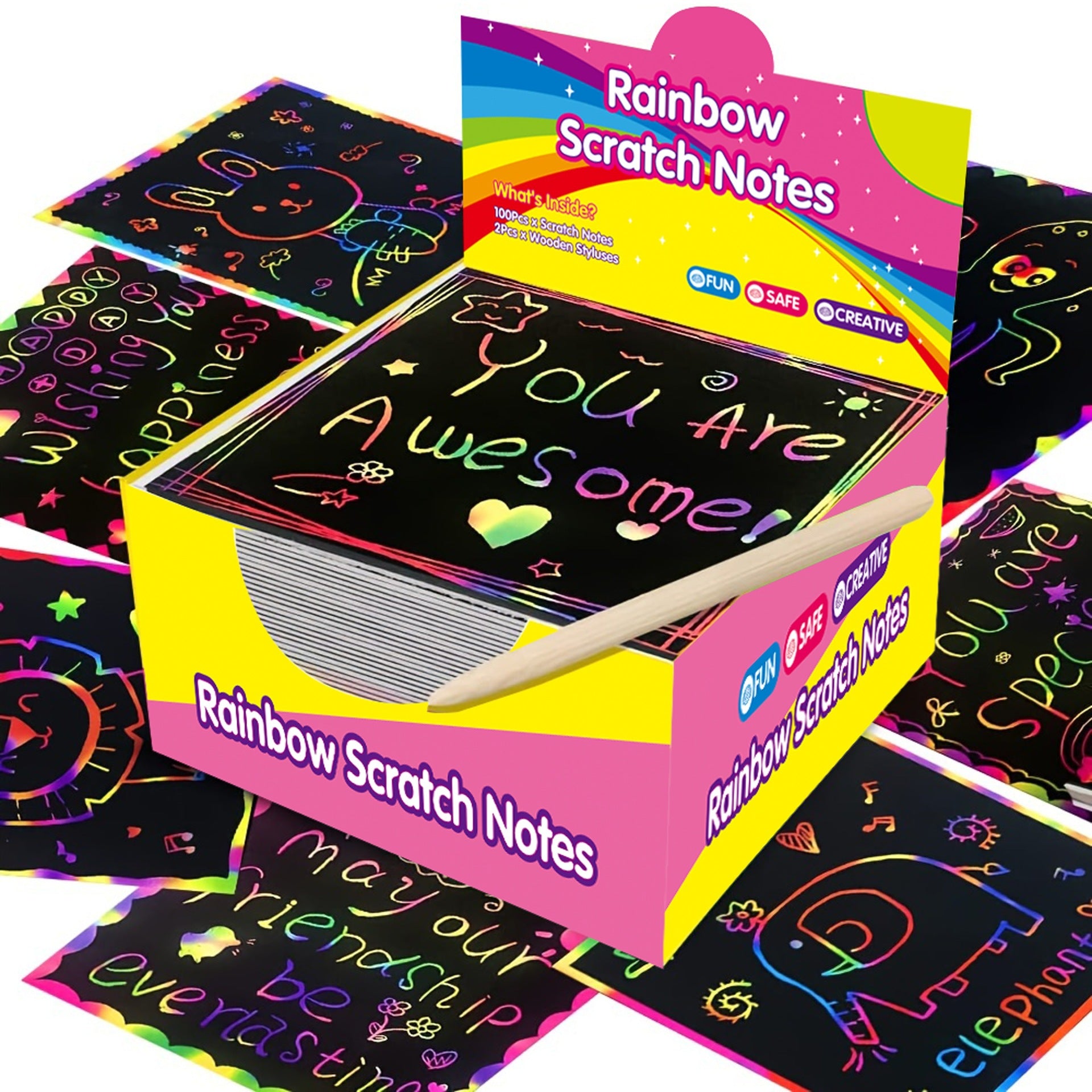 Rainbow Scratch Notes (50/100/150PCS)