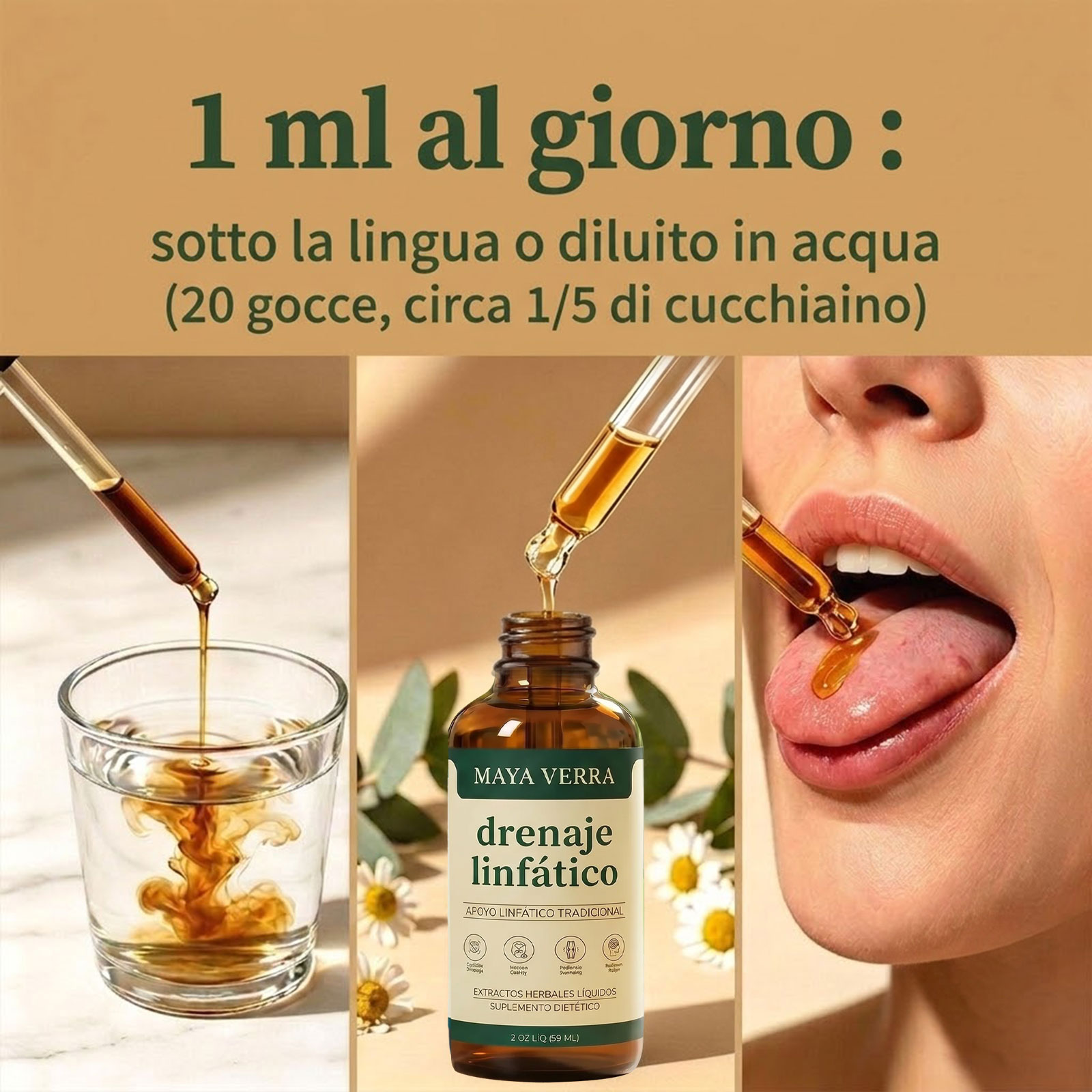 Mayaverra Drenaje Linfático Gotas, 2026 Nuevas Gotas de Drenaje Linfatico para Piernas y Abdomen, Naturales a Base de Hierbas, Senza Glutine, para hombres y mujeres